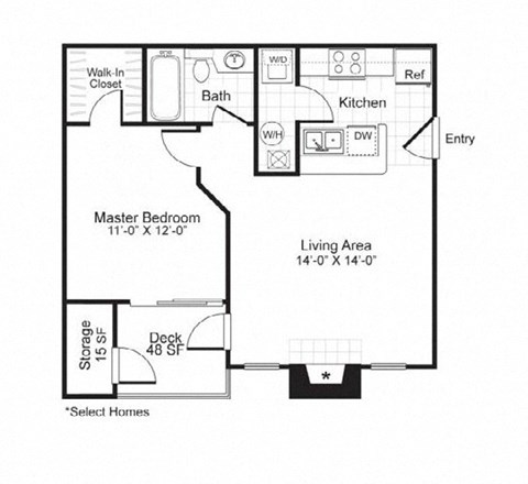 1 bed 1 bath A at Paces Pointe Apartment Homes, Matthews, NC